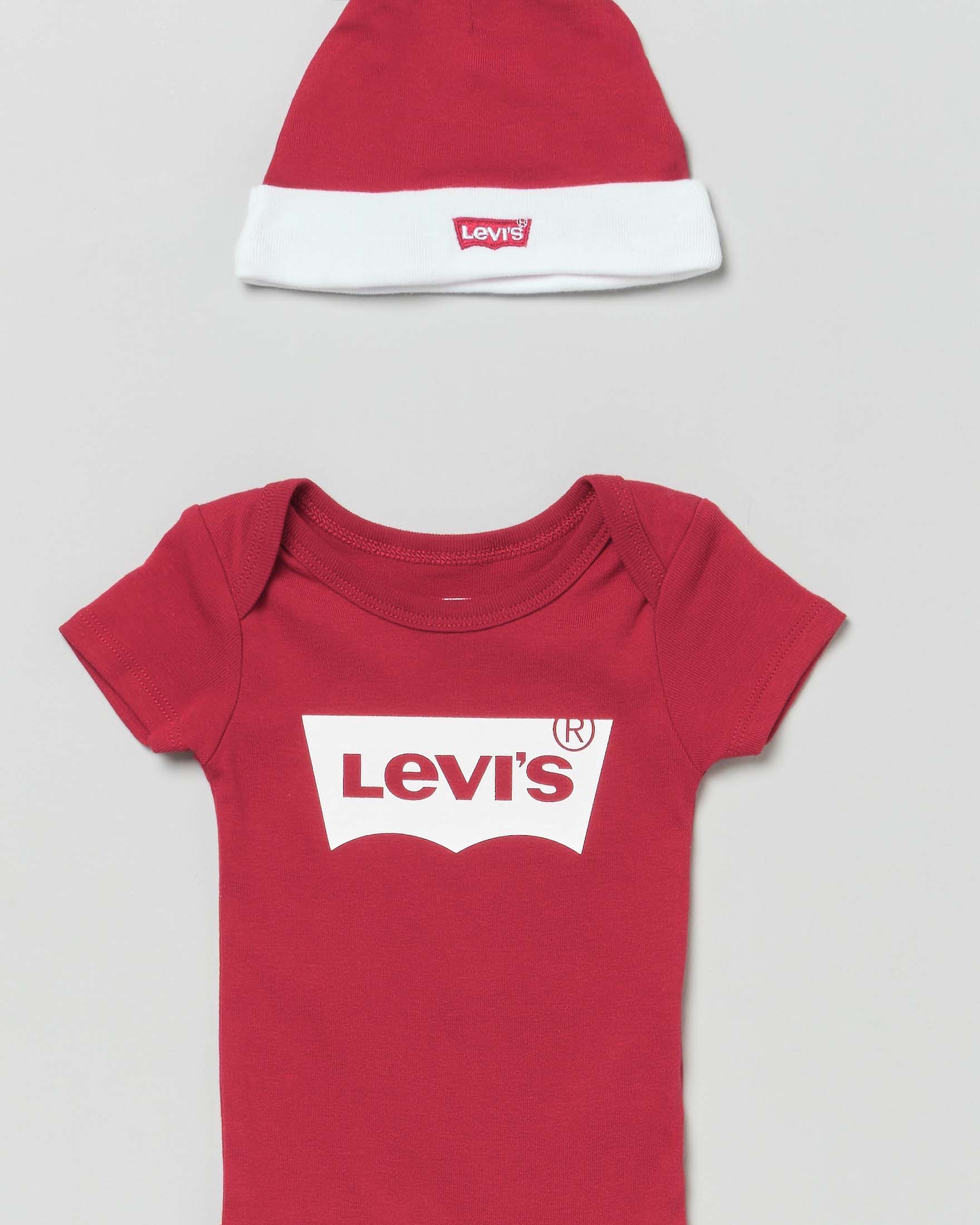 Set a tre pezzi in cotone rosso e bianco image