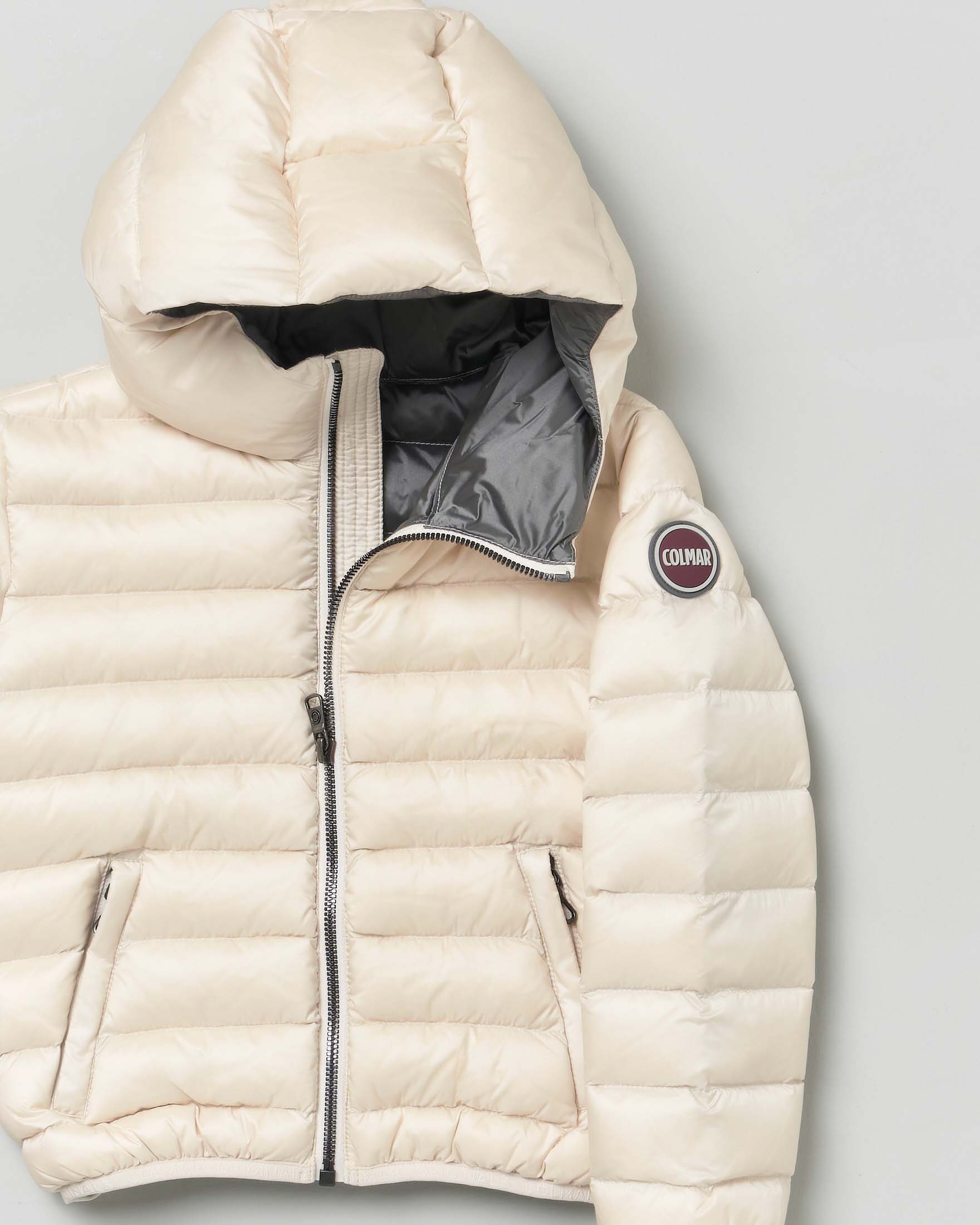 Piumino Colmar avorio in nylon imbottito e trapuntato con