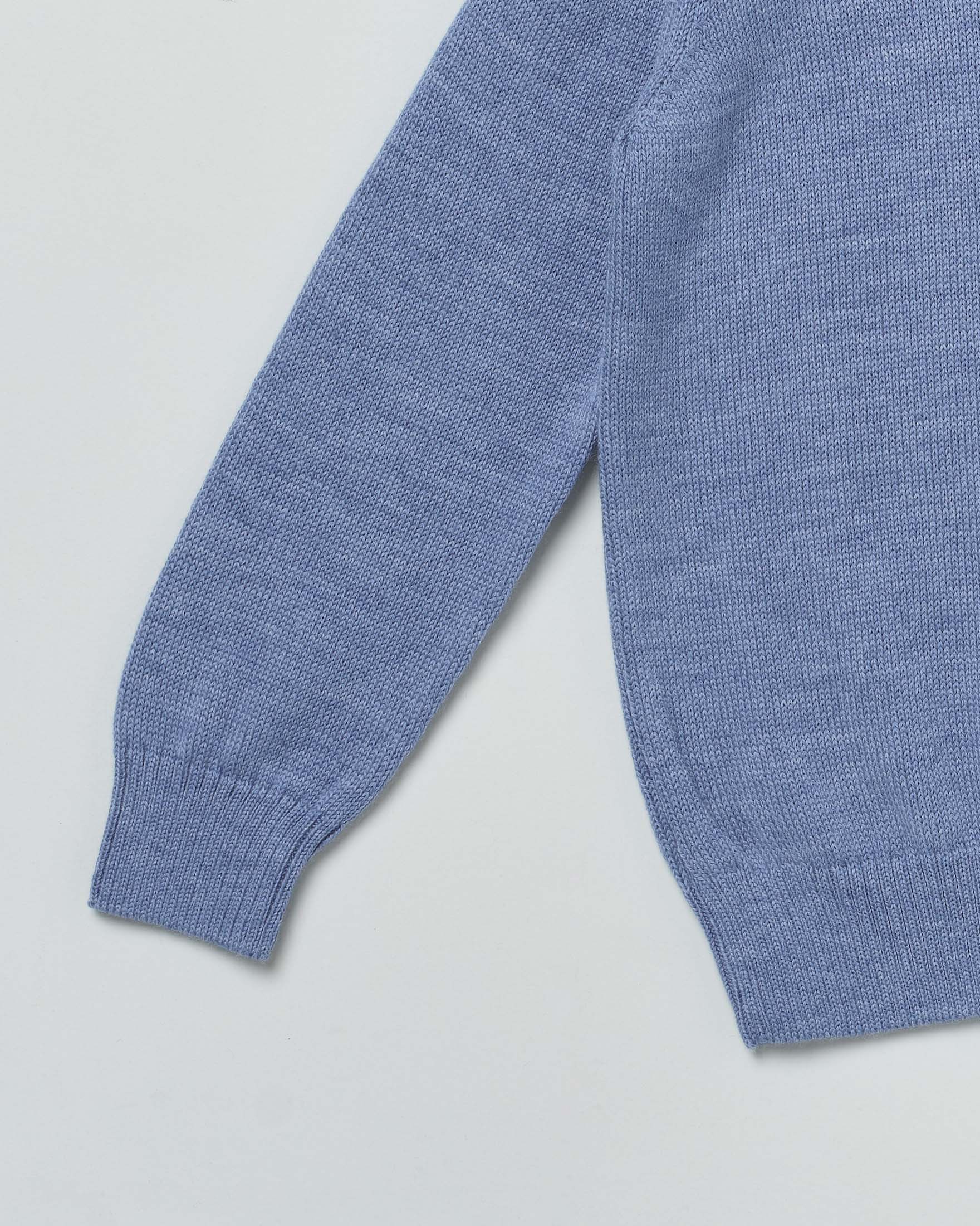 Maglioncino avio girocollo in pura lana merino a costine image