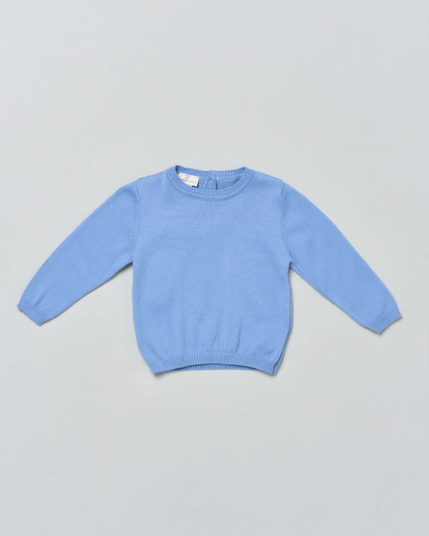 Maglioncino azzurro girocollo in puro cotone