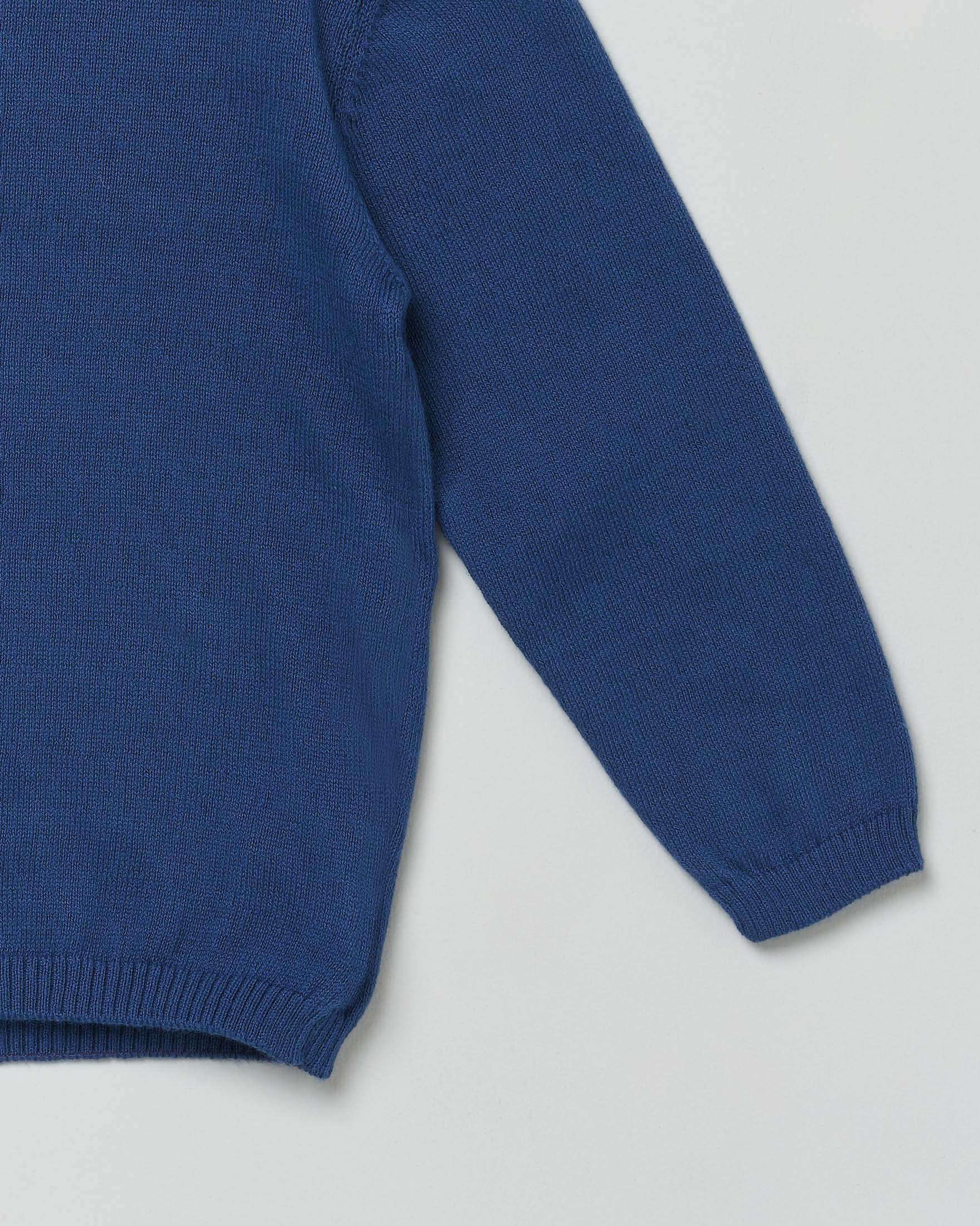 Maglioncino blu girocollo in puro cotone image