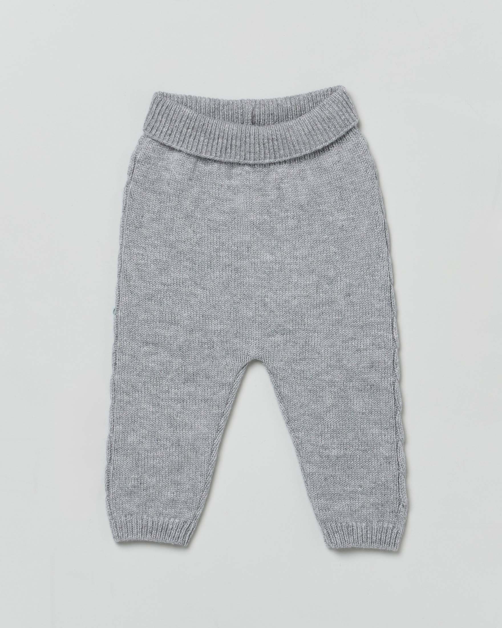 Pantalone grigio in pura lana con tape a trecce