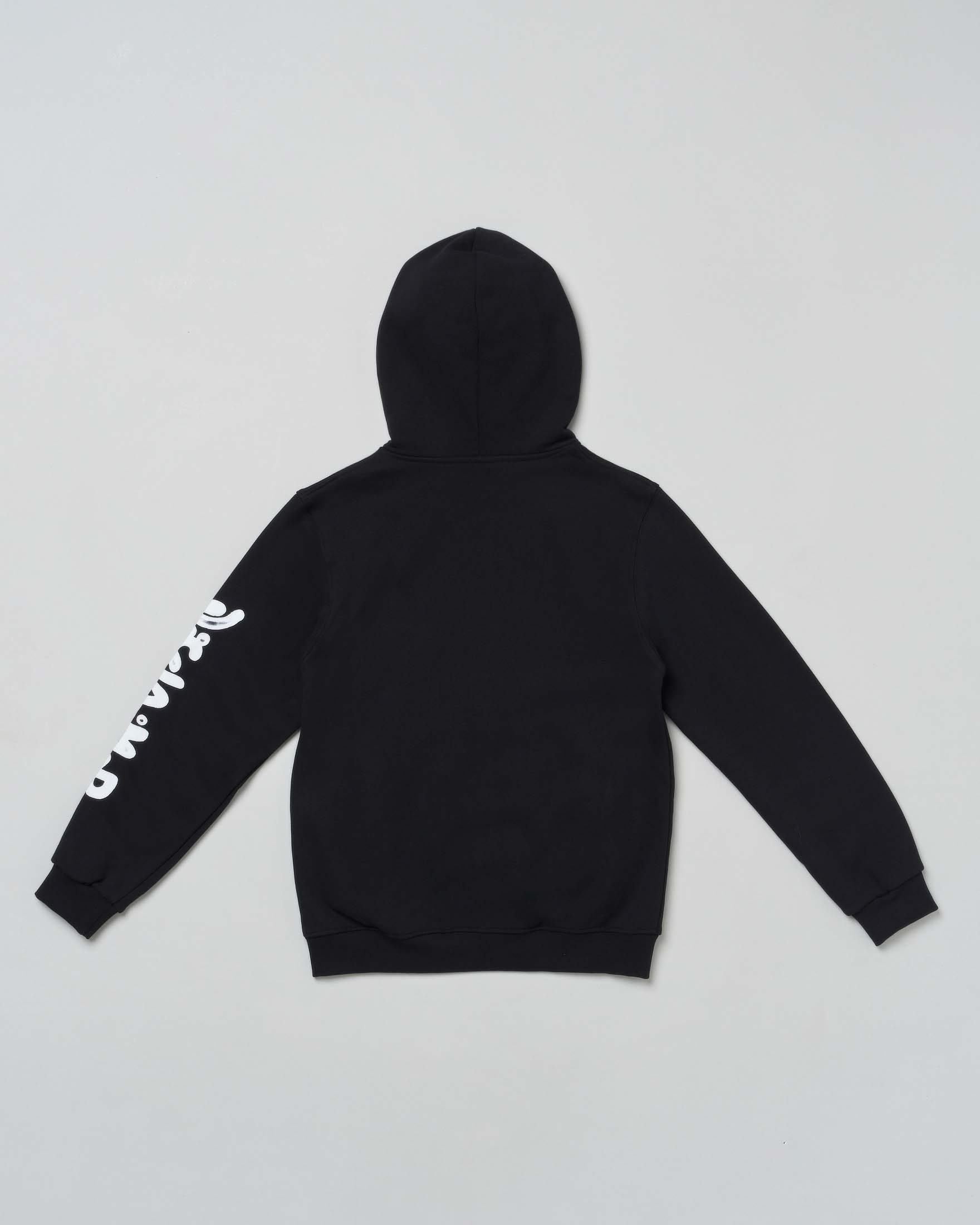 Felpa nera in cotone con cappuccio e zip