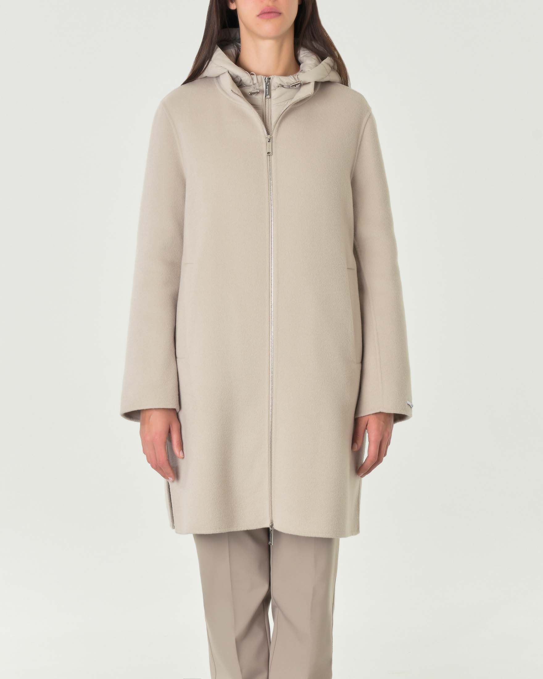 Pelliccia Cappotto Marella Con Cappuccio Cappotto Color Sabbia In
