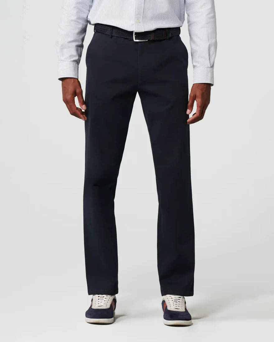 Pantalone chino Oslo blu in tessuto armaturato di cotone stretch drop 6