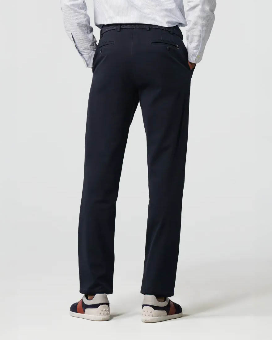 Pantalone chino Oslo blu in tessuto armaturato di cotone stretch drop 6 image
