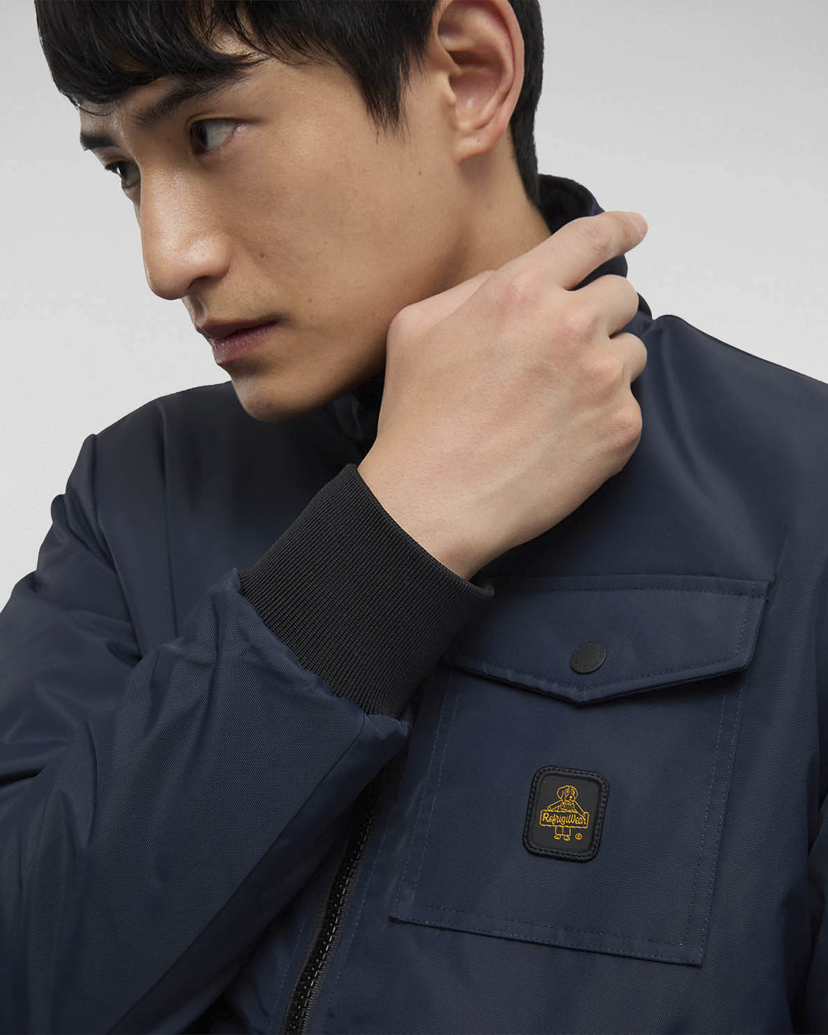 Bomber Captain Jacket blu con taschino e logo patch
