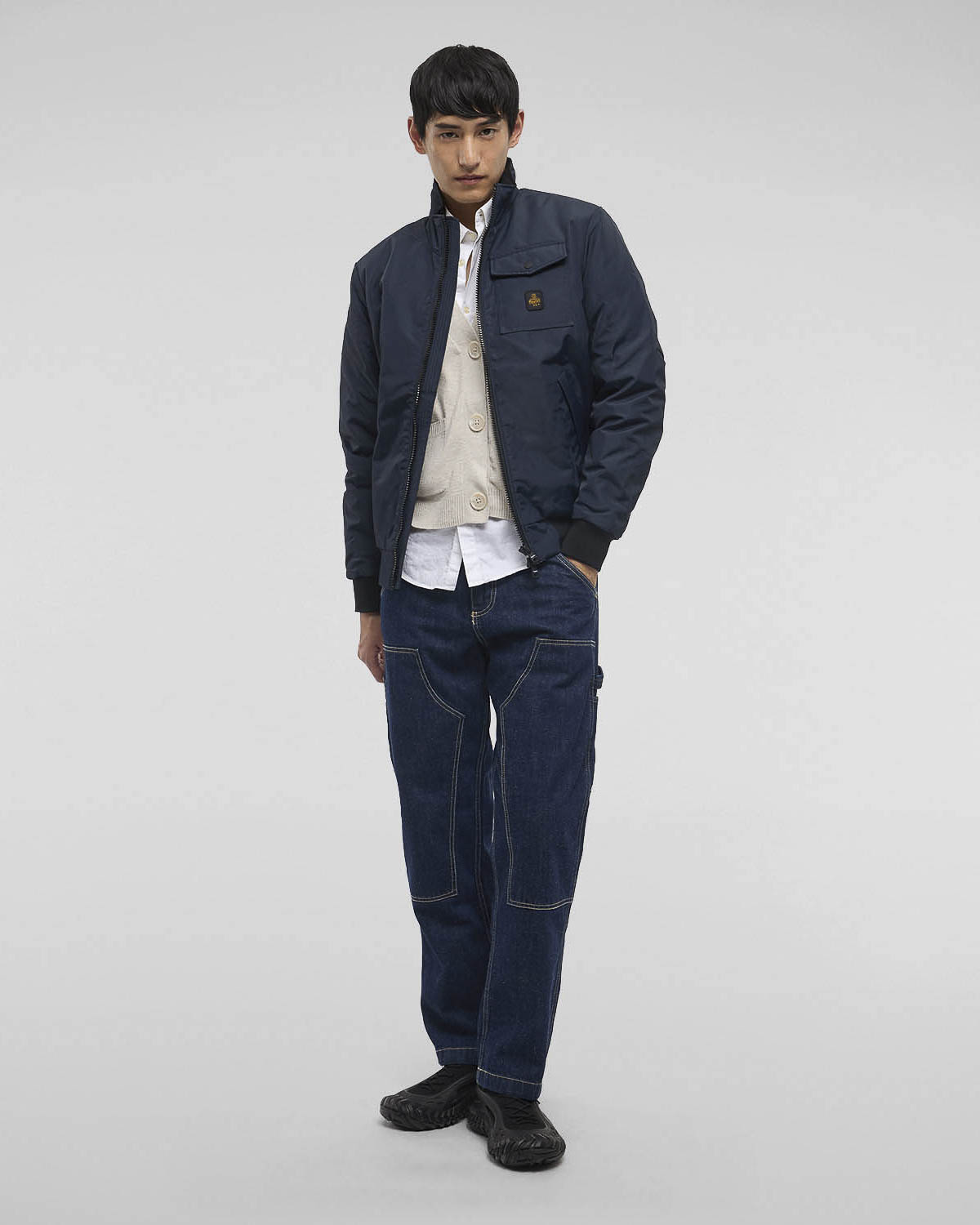 Bomber Captain Jacket blu con taschino e logo patch