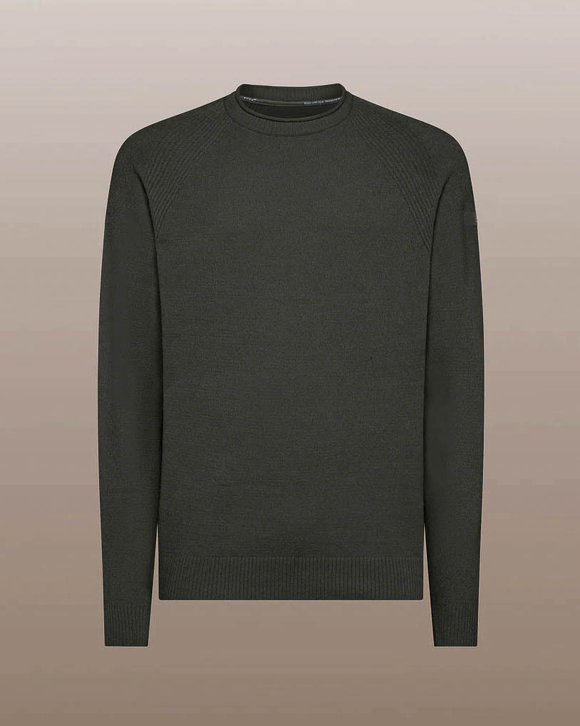 R.R.D. — Maglia girocollo R.R.D. verde militare Knit Velvet Round in ciniglia con maniche raglan
