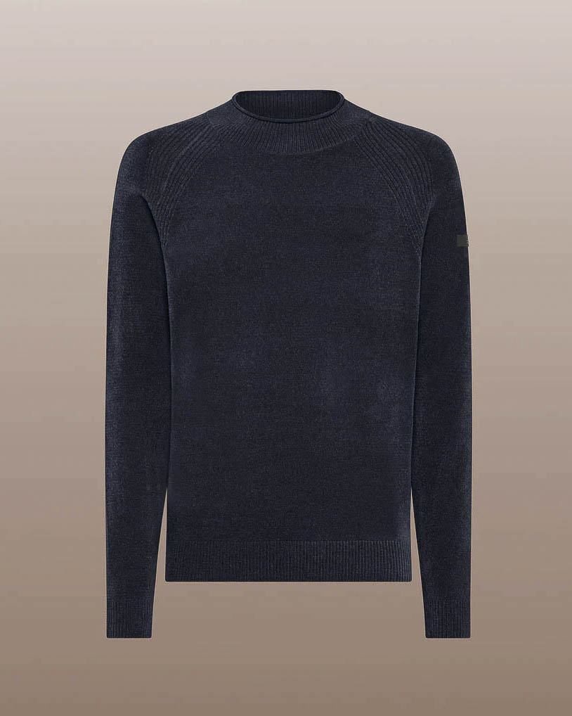R.R.D. — Lupetto blu R.R.D. Velvet Volcano Knit in ciniglia con maniche raglan