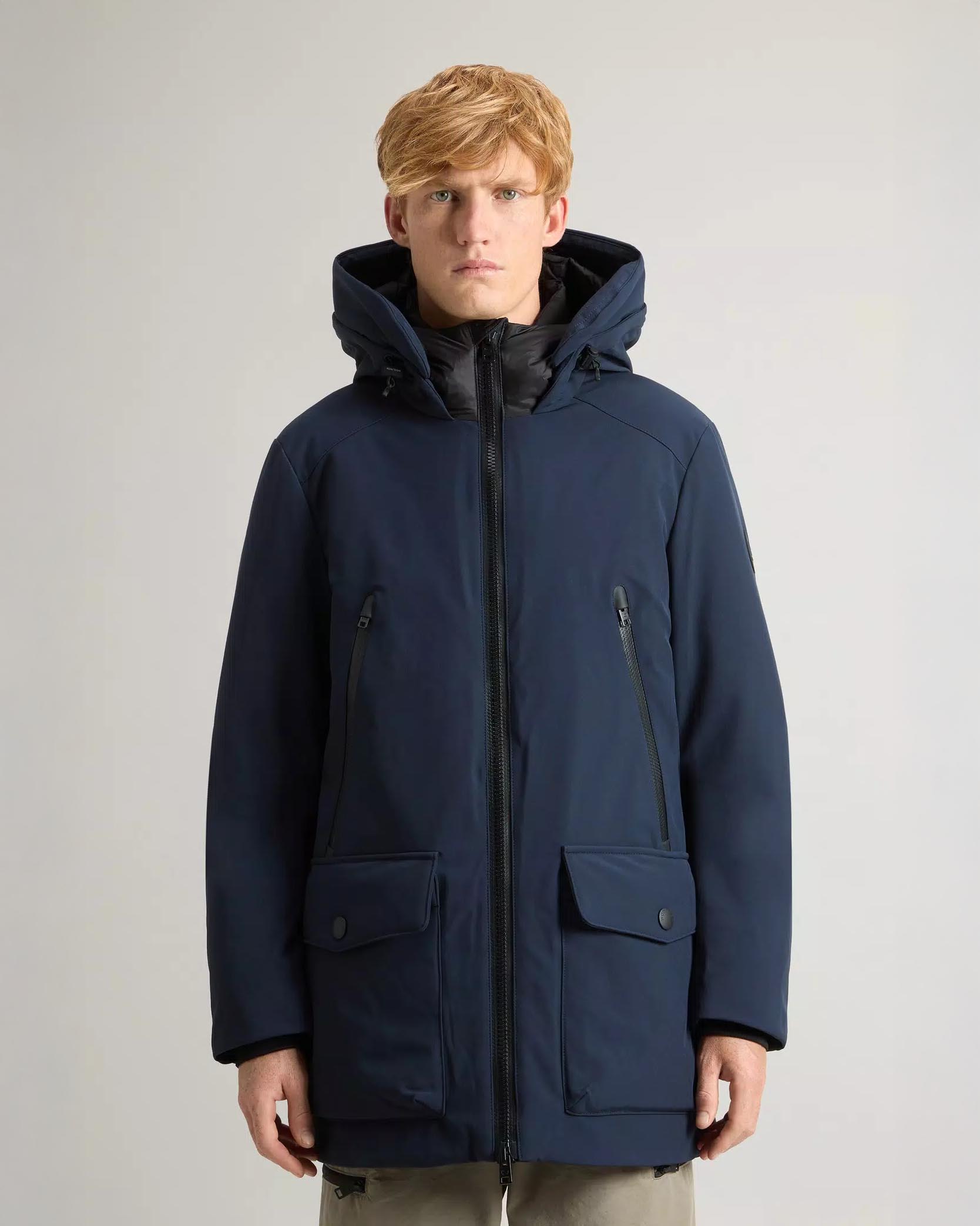 Parka blu in Tech Softshell