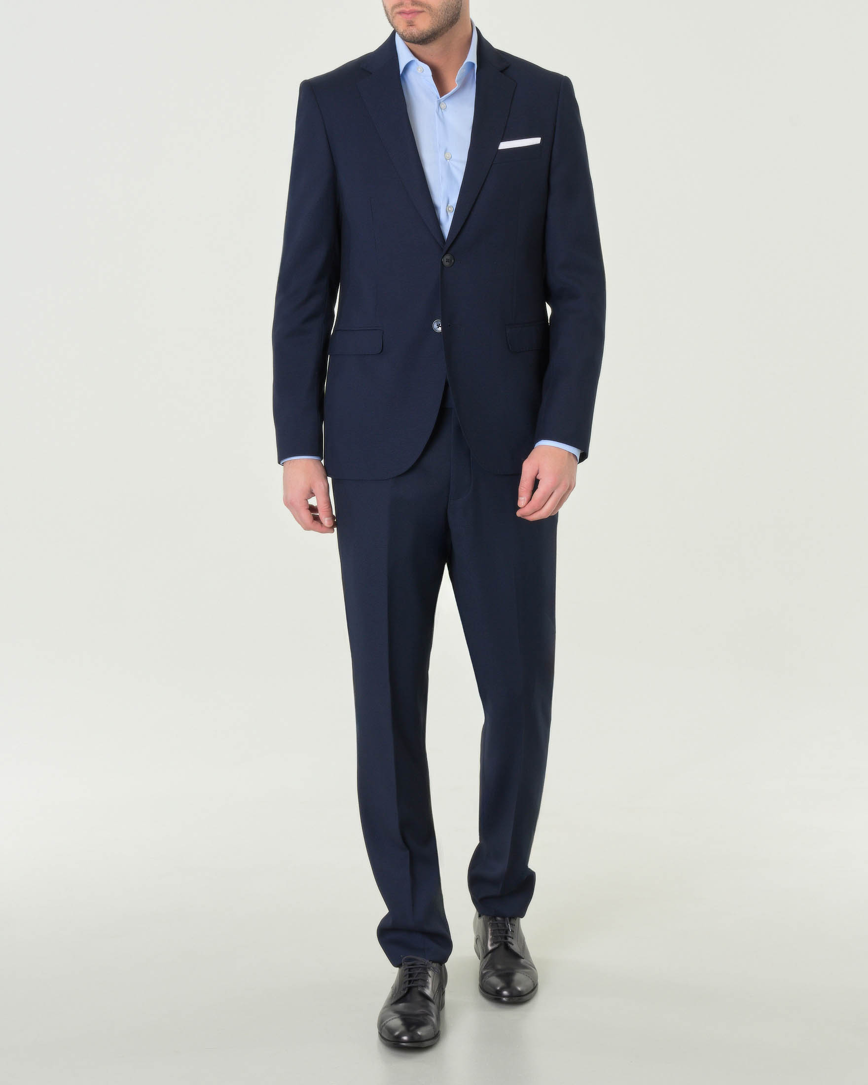 Abito Paul Baker monopetto blu slim-fit in tessuto armaturato a rombetti di misto viscosa stretch