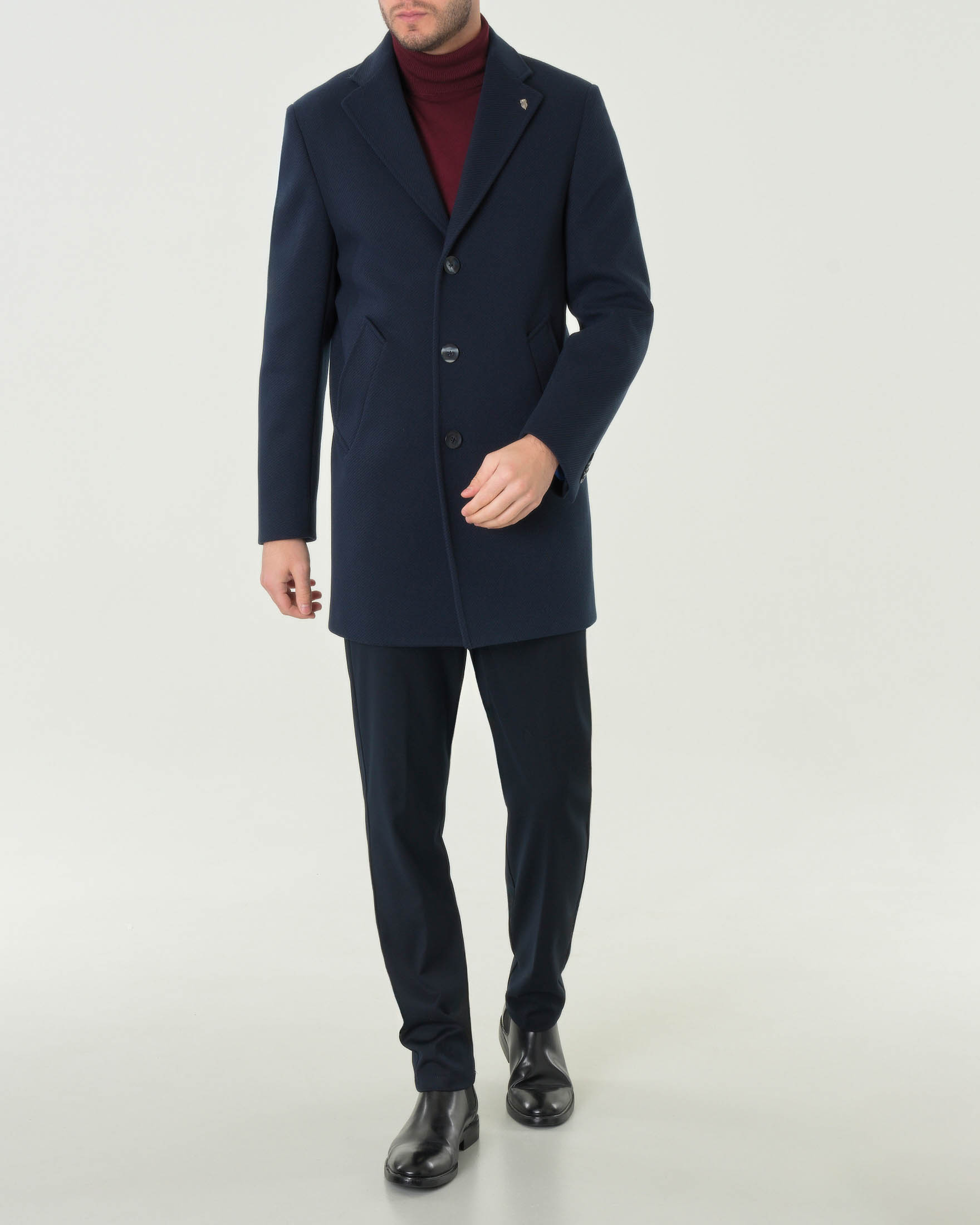 Cappotto monopetto Paul Baker blu in tessuto diagonale image