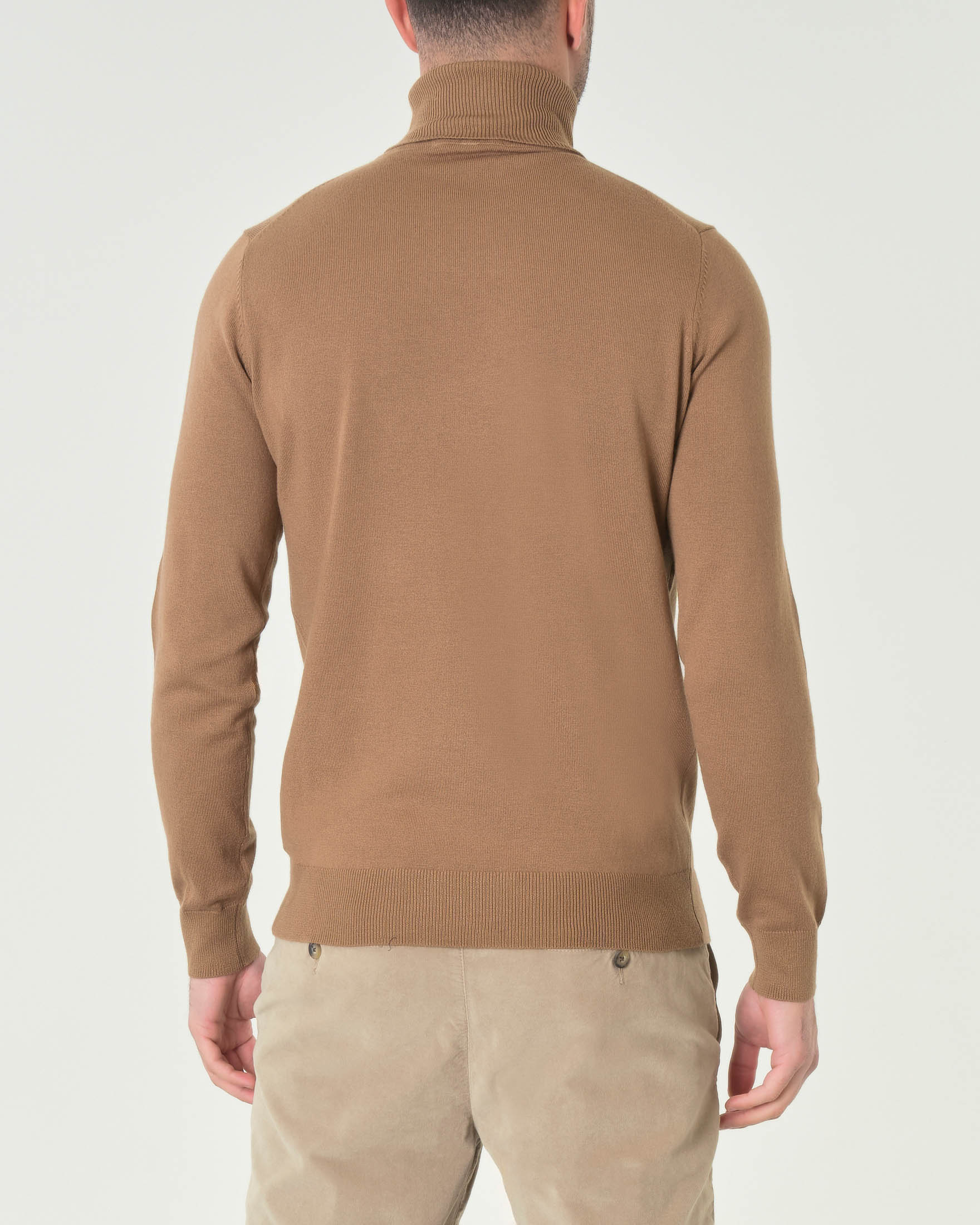 Dolcevita cammello tinta unita in misto lana e viscosa