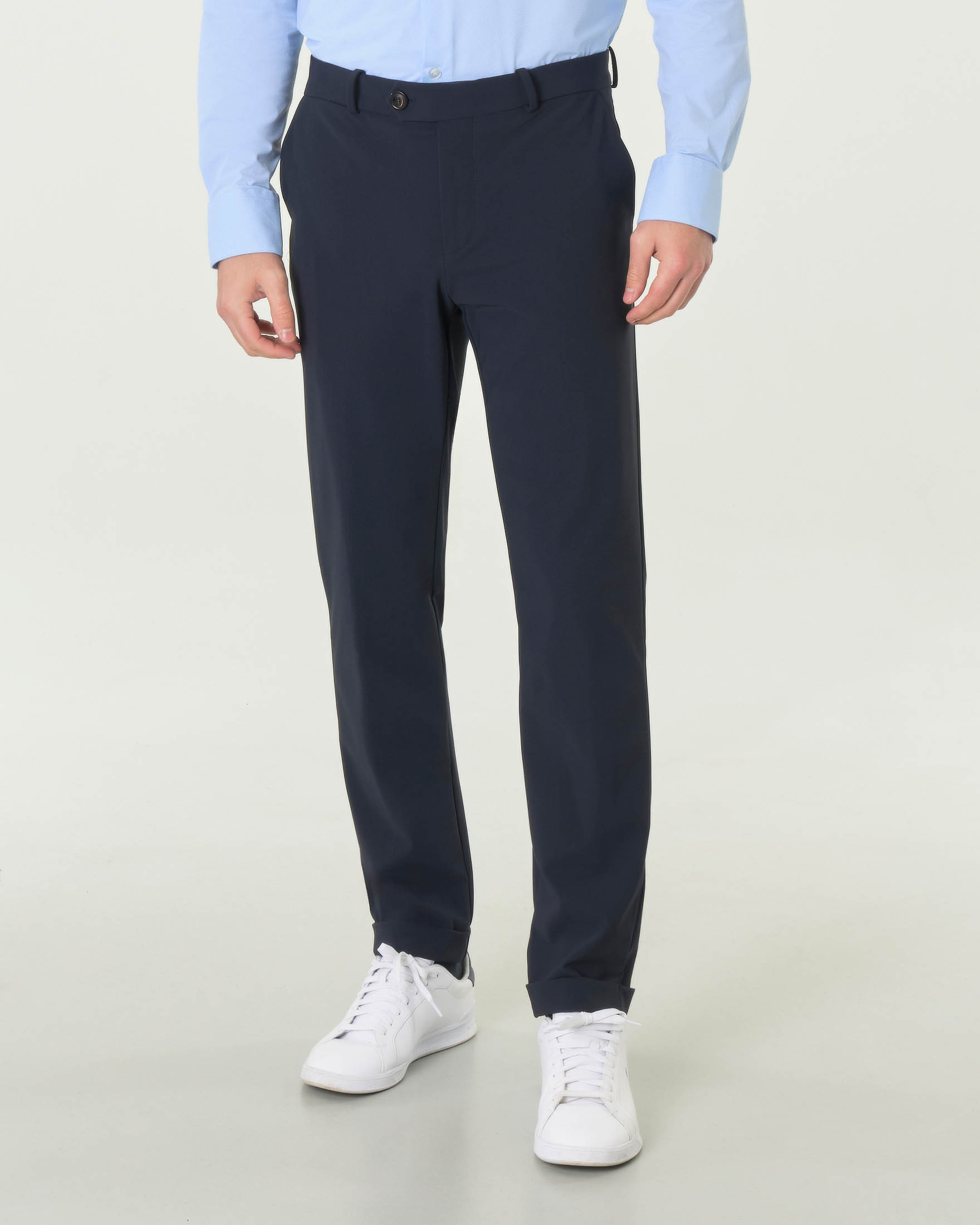 R.R.D. — Winter Chino R.R.D. blu in tessuto tecnico con microfantasia ad ovali