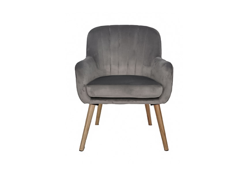 Ad Trend Poltrona In Velluto Colore Grigio Con Piedi In Legno 62X66X84H Cm