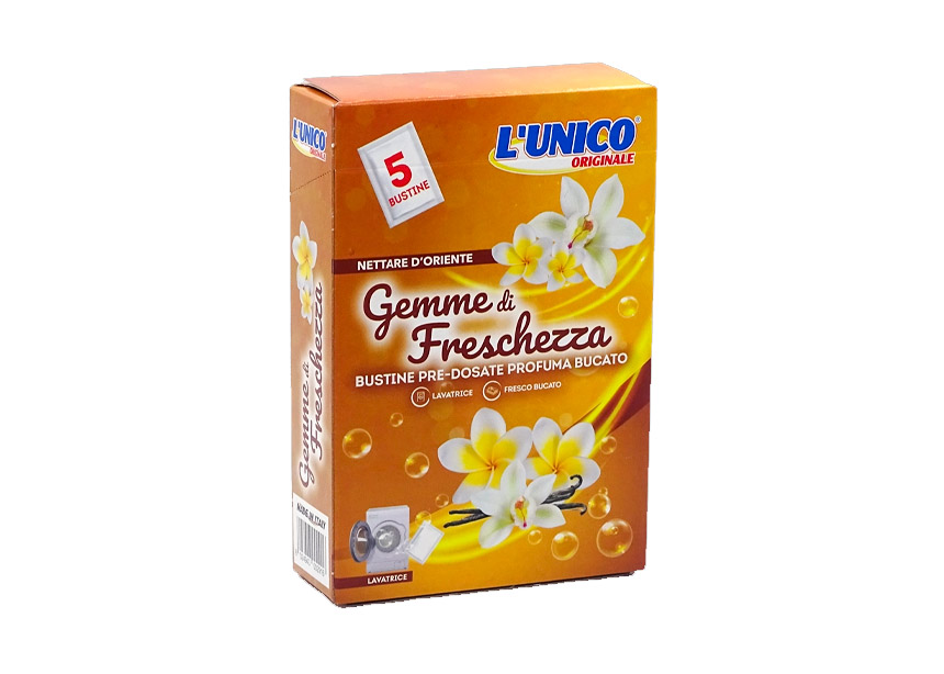 L'Unico Orignale 5 Bustine Gemme Di Freschezza Per La Lavatrice Fragranza Nettare D'Oriente
