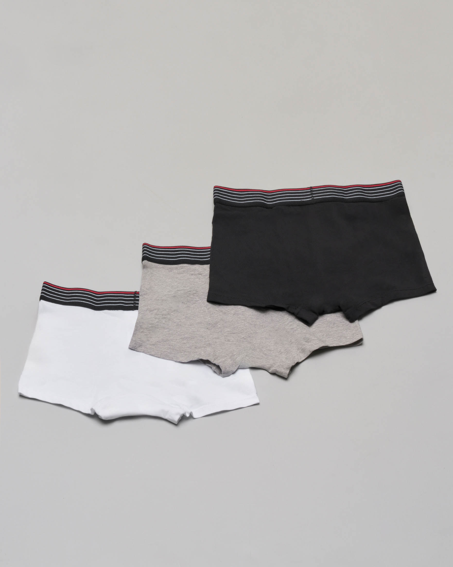 Set tre boxer nero grigio e bianco con elastico porta logo image