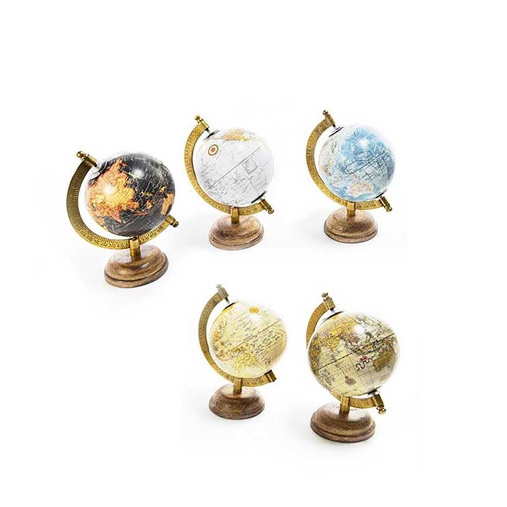 Mercury Mappamondo Con Base In Legno 10X13X15H Cm - 5 Colori 