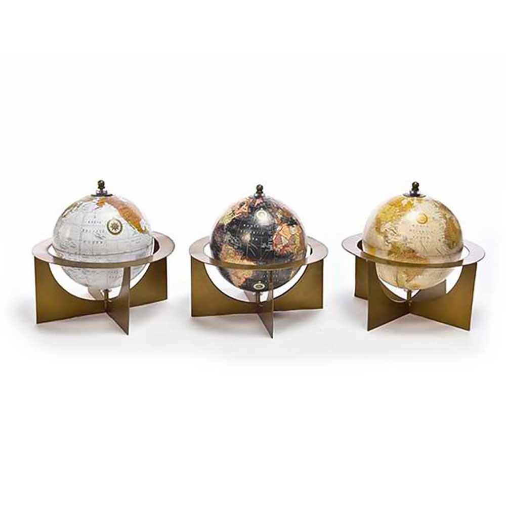 Mercury Mappamondo In Ottone Con base In Legno Diametro 18X20H Cm - 3 Colori 