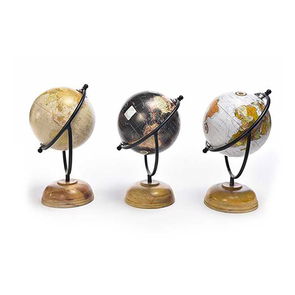 Mercury Mappamondo In Ferro Con Base In Legno 14X15X22H Cm - 3 Colori 