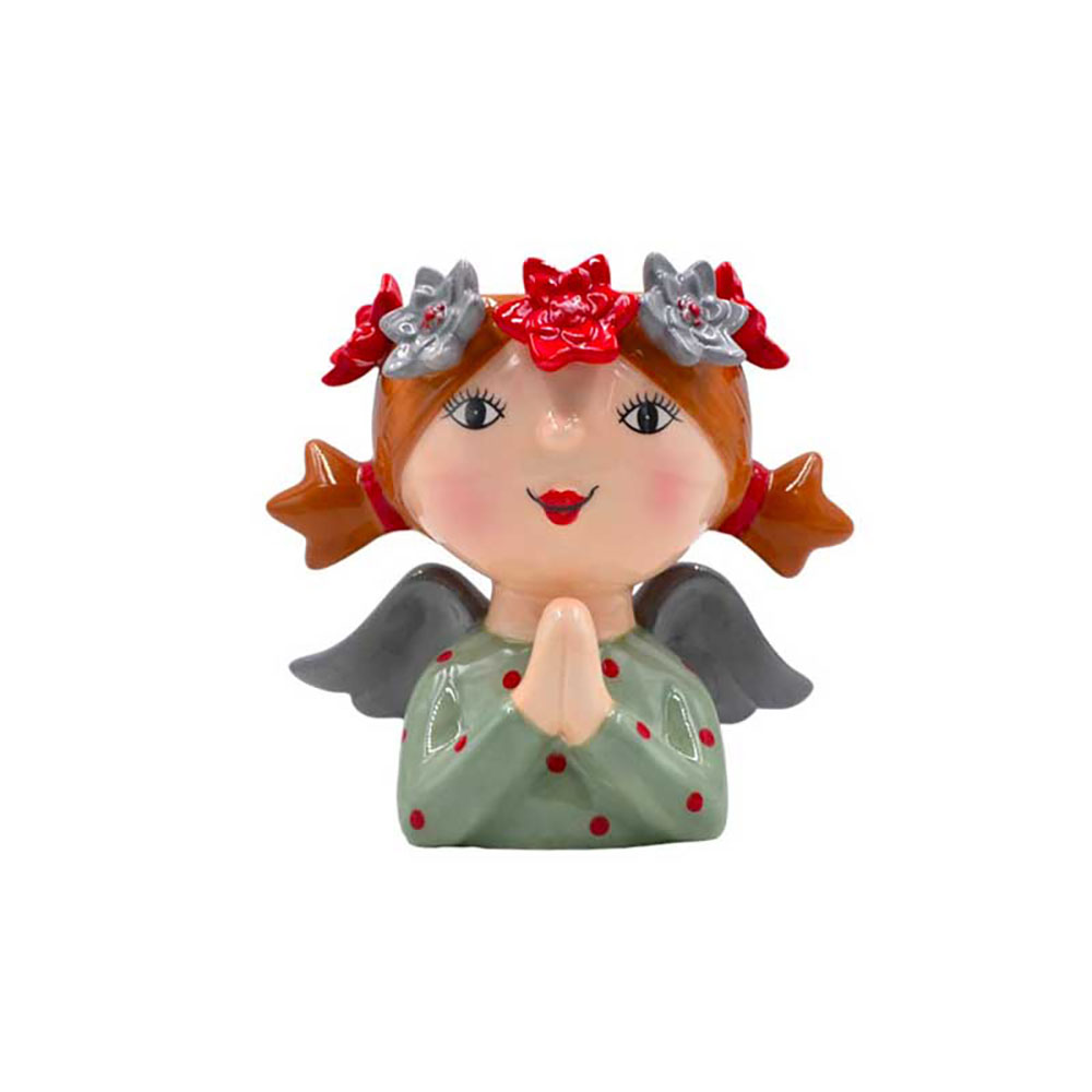 Sud Import Bimba Con Ali E Fiori Portavaso In Ceramica 17X10X15H Cm