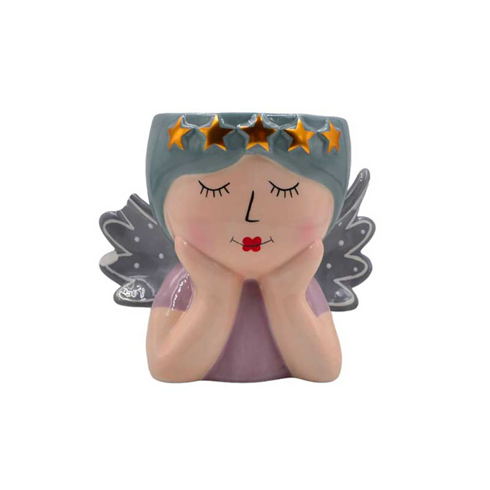 Sud Import Bimba Con Ali E Stelle Portavaso In Ceramica 15X10X15H Cm