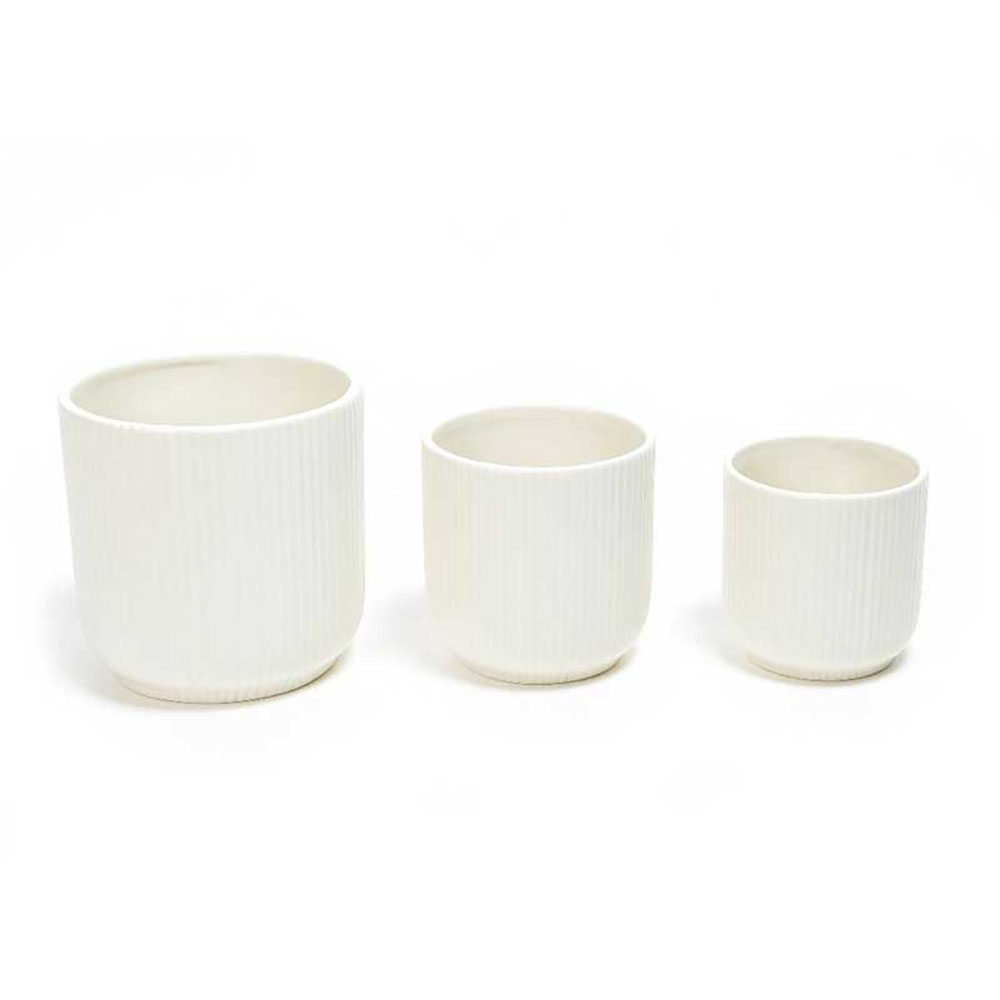 Mercury Set 3 Pezzi Vaso Per Fiori In Ceramica Colore Bianco Diametro 16,5X16,5H/Diametro 13,5X13,5H/Diametro 11X11H Cm