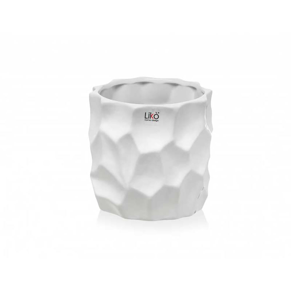 Franco Vetri Vaso Itaca In Ceramica Colore Bianco Lucido Diametro 14,5X14,2H Cm