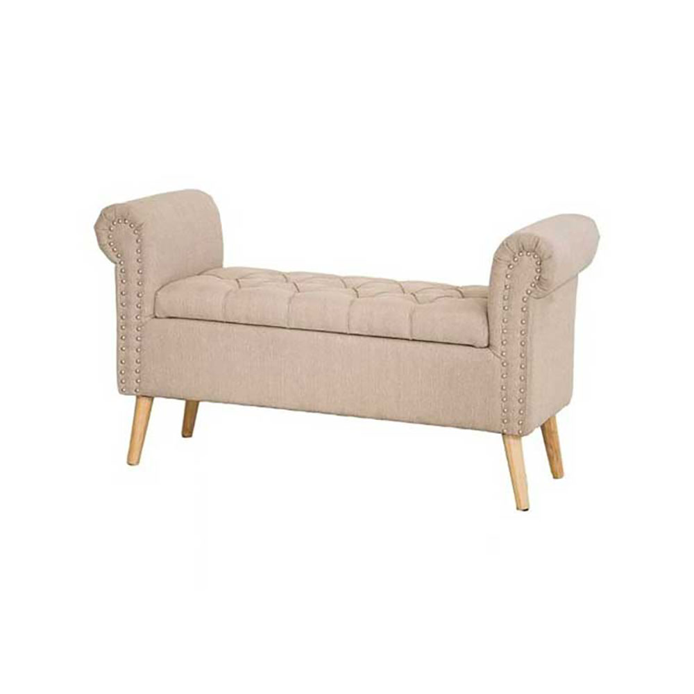 Vea Panca Impero Velvet In Tessuto Colore Crema Con Piedi In Legno 112X40X62H Cm