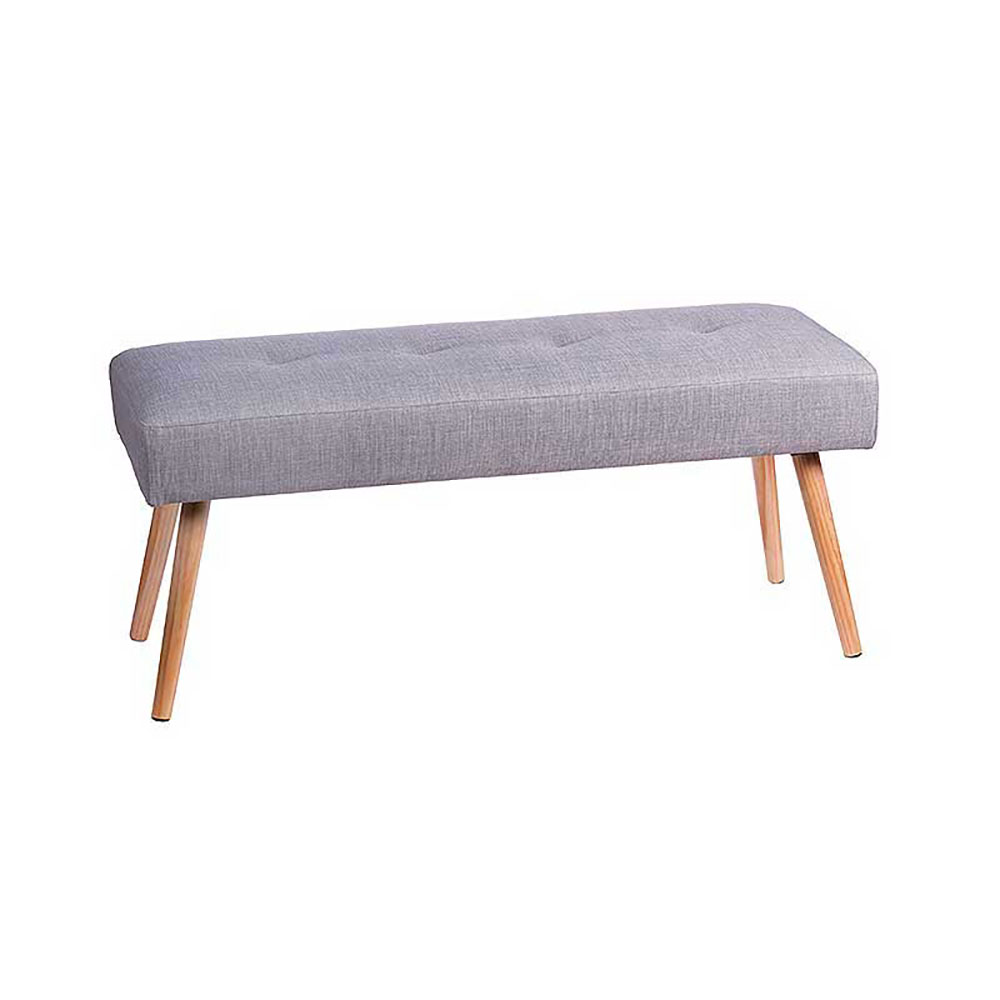 Ad Trend Panca In Tessuto Colore Grigio Con Piedi In Legno 110X40X47H Cm