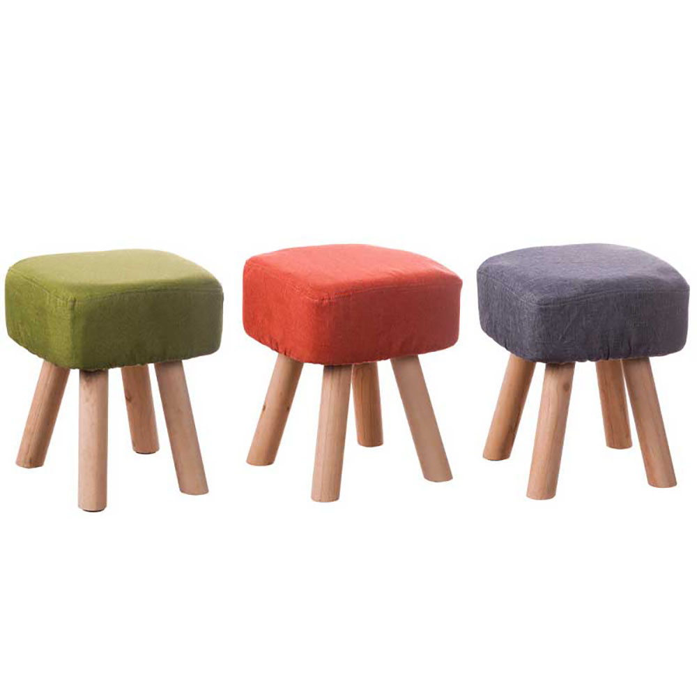 Ad Trend Pouf Blaus In Tessuto Con Piedi In Legno 26X26X35H Cm - 3 Colori