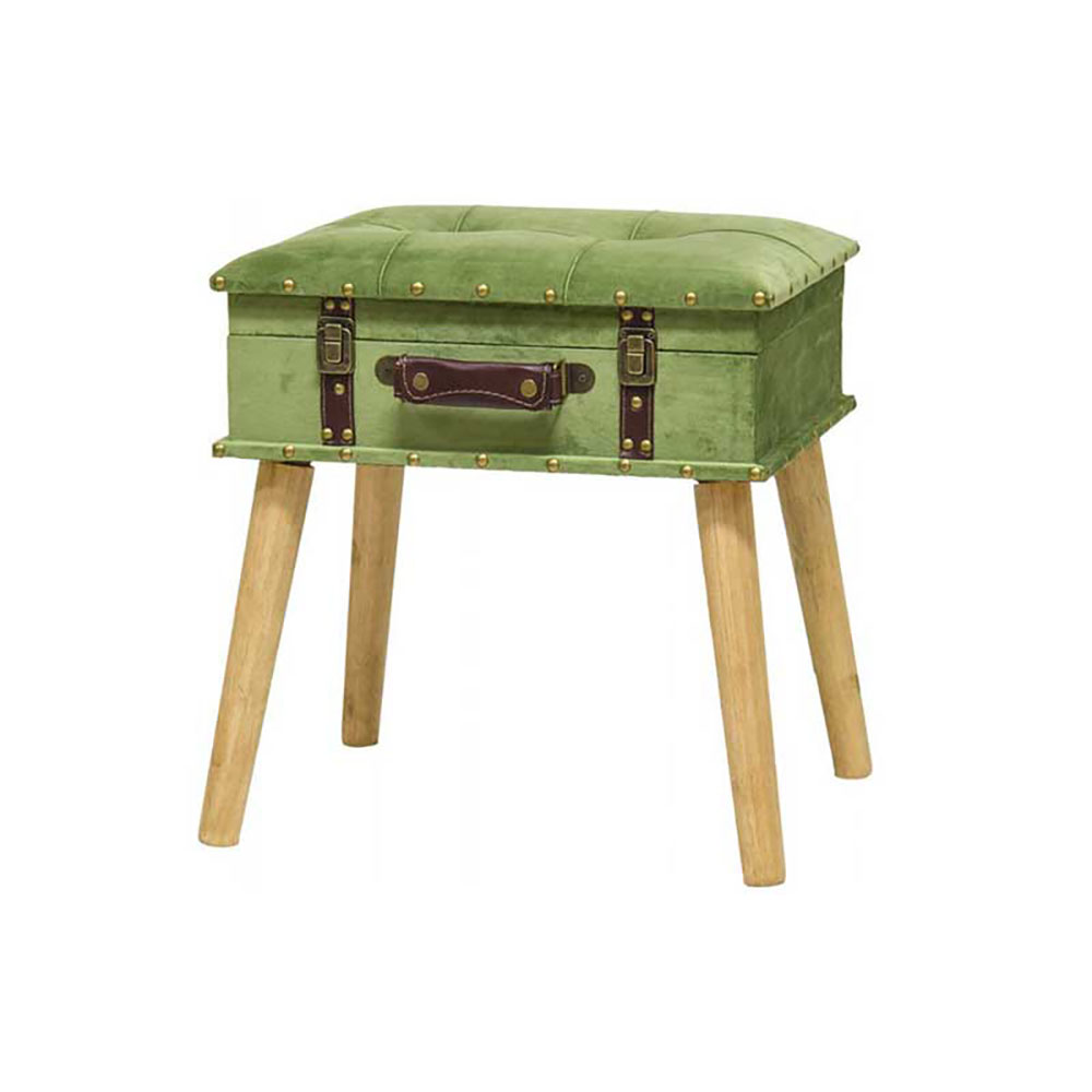 Vea Sgabello Velvet In Velluto Colore Verde Con Piedi In Legno 40X32X44H Cm