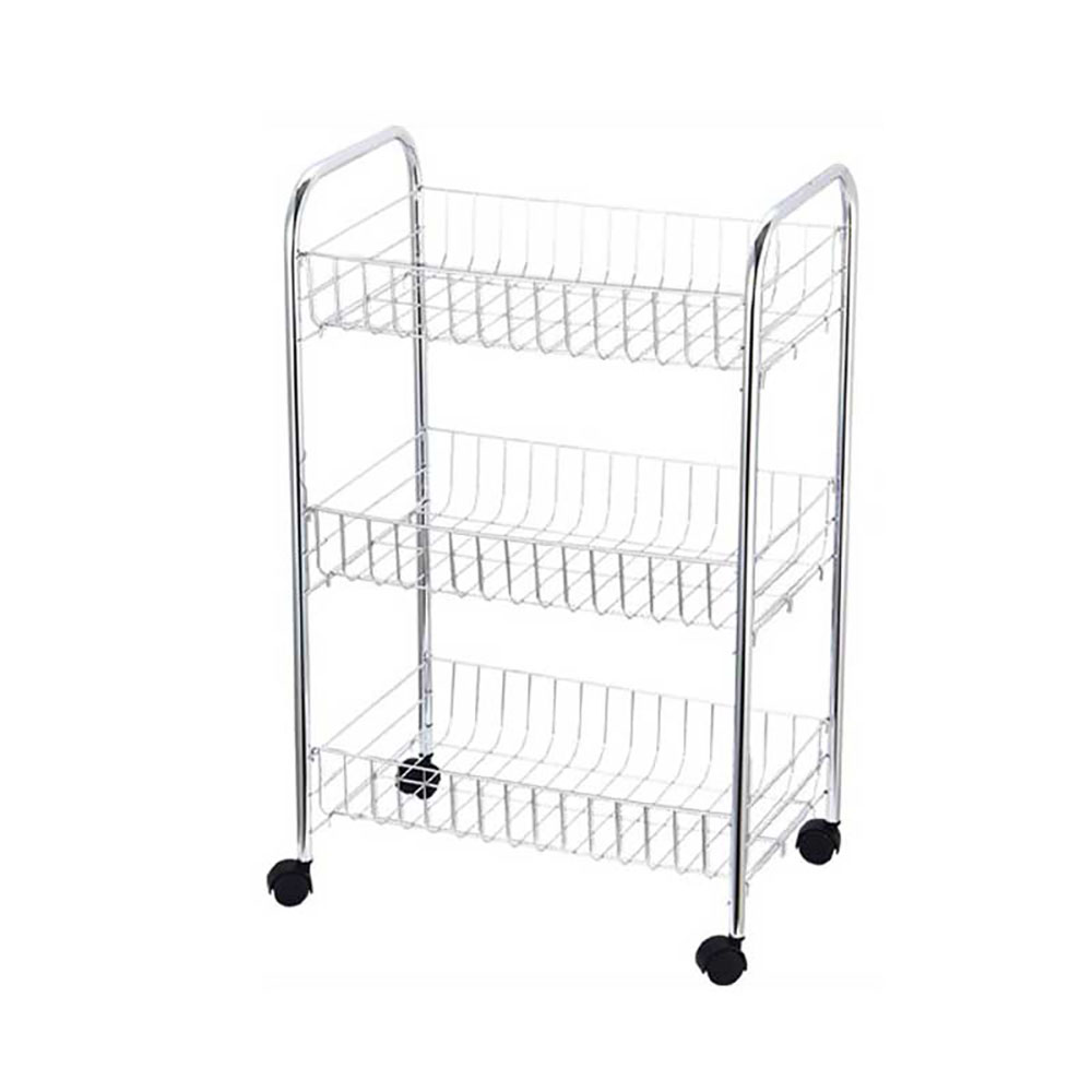 Kasaviva Carrello Jolly In Acciaio Inox Con Ruote A 3 Cesti 40X26X62H Cm