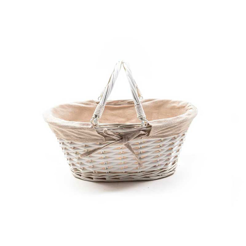 Mercury Cesto Con Manici Colore Bianco In Vimini E Tessuto 35X25X15H Cm