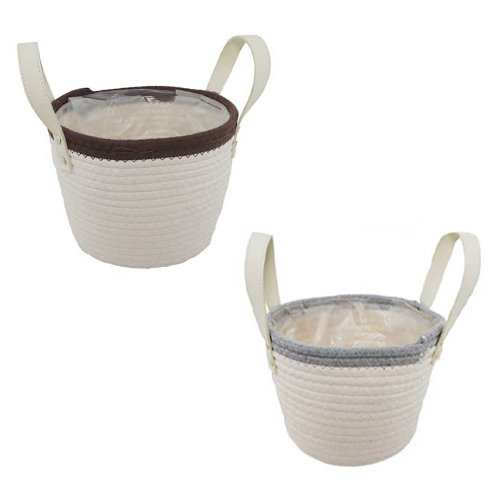 FGF Cesta Portapianta In Tessuto Con Manici Diametro 16X20H Cm - 2 Colori