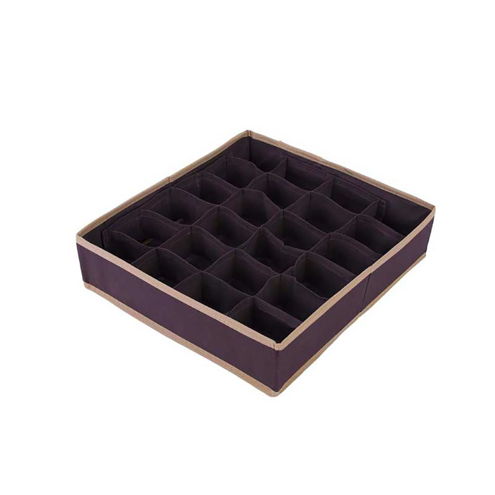 Miss Space Organizer Per Cassetti In TNT A 24 Scomparti Colore Marrone 34X31X8H Cm 