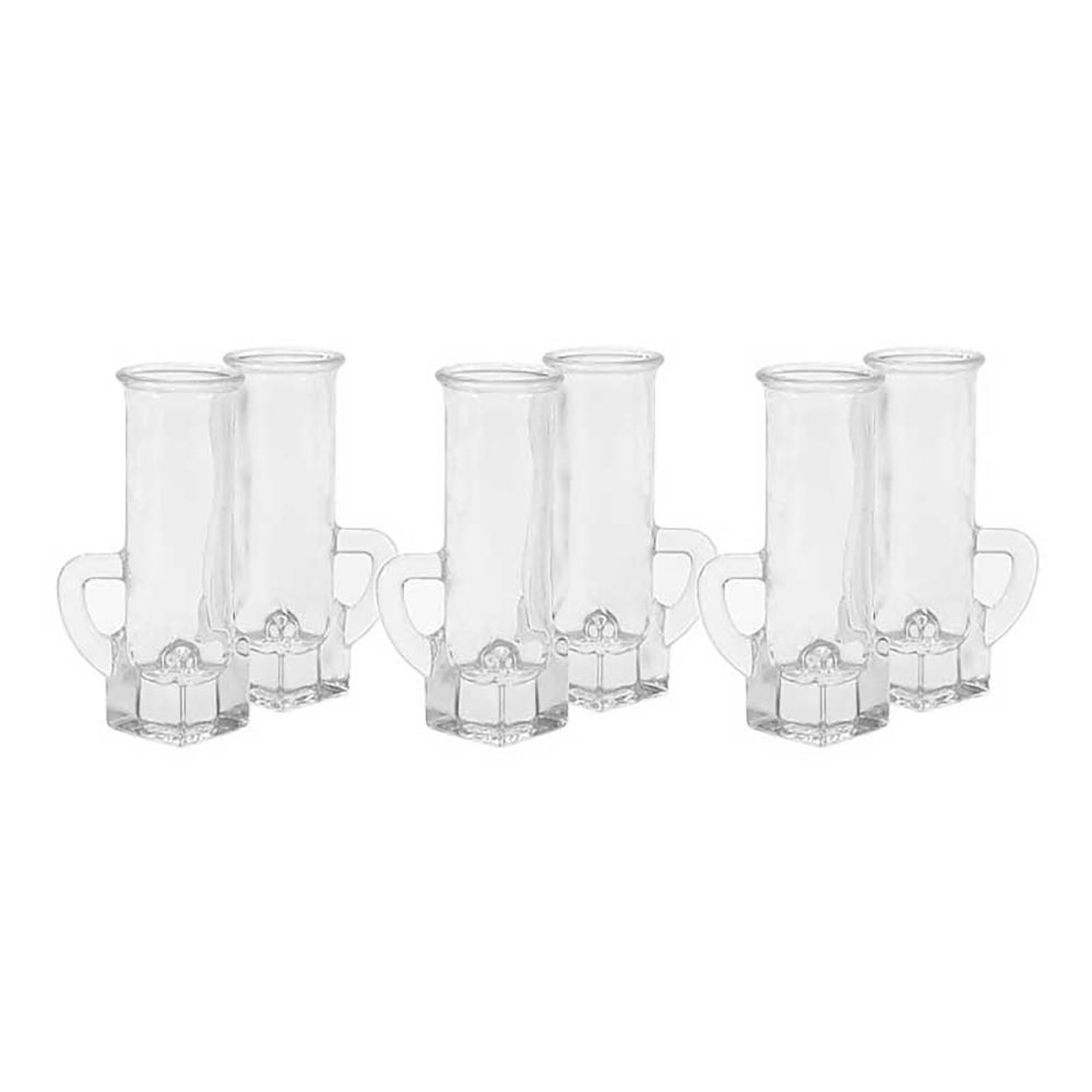 Italian Decor Set 6 Bicchierini Vodka Liscio In Vetro Con Manico 4,5 Cl