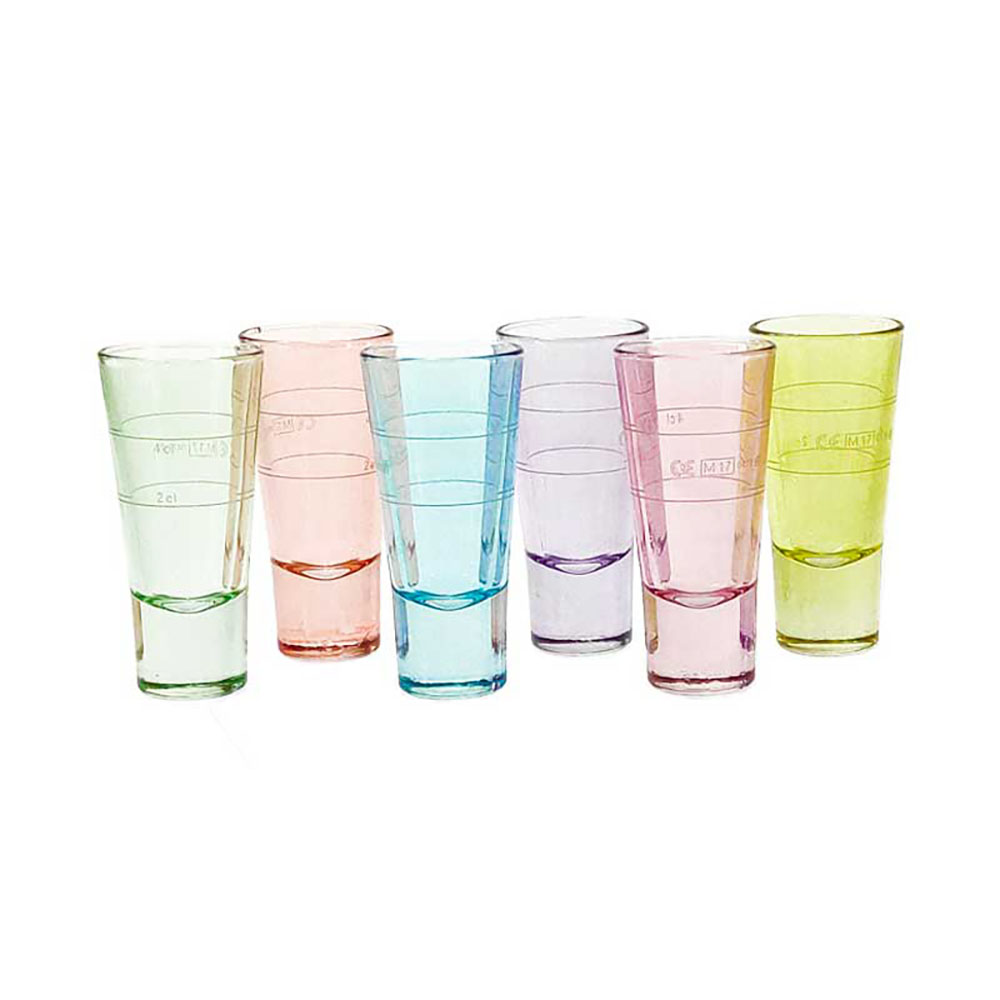 Italian Decor Set 6 Bicchierini Liquore Ypsilon In Vetro Colorato 7 Cl