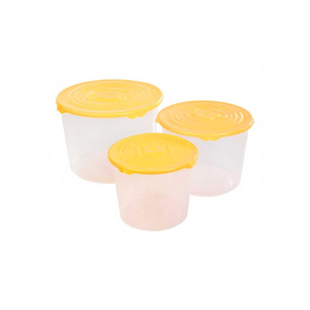 Set 3 Kitchen Box Tondi In Plastica Colore Giallo 1,2/2/3 Lt