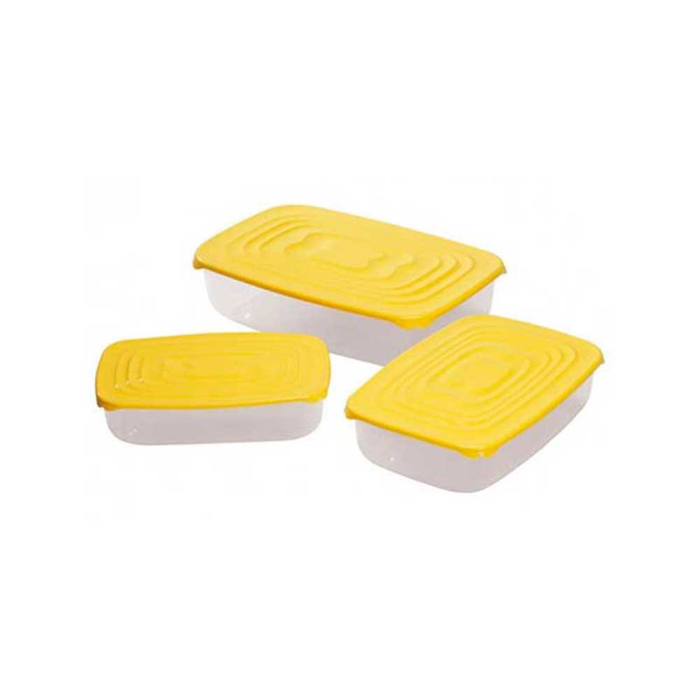 Set 3 Kitchen Box Rettangolari In Plastica Colore Giallo 1,1/1,8/2,9 Lt