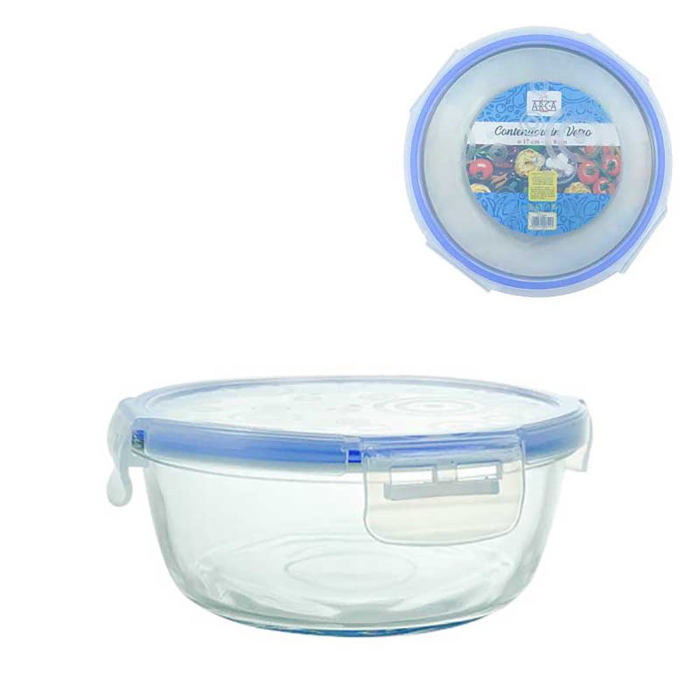Arca Contenitore In Vetro Tondo Con Tappo Diametro 18X8H Cm