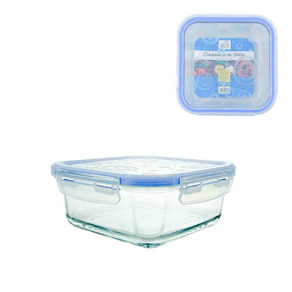 Arca Contenitore In Vetro Quadro Con Tappo 13X13X7H Cm