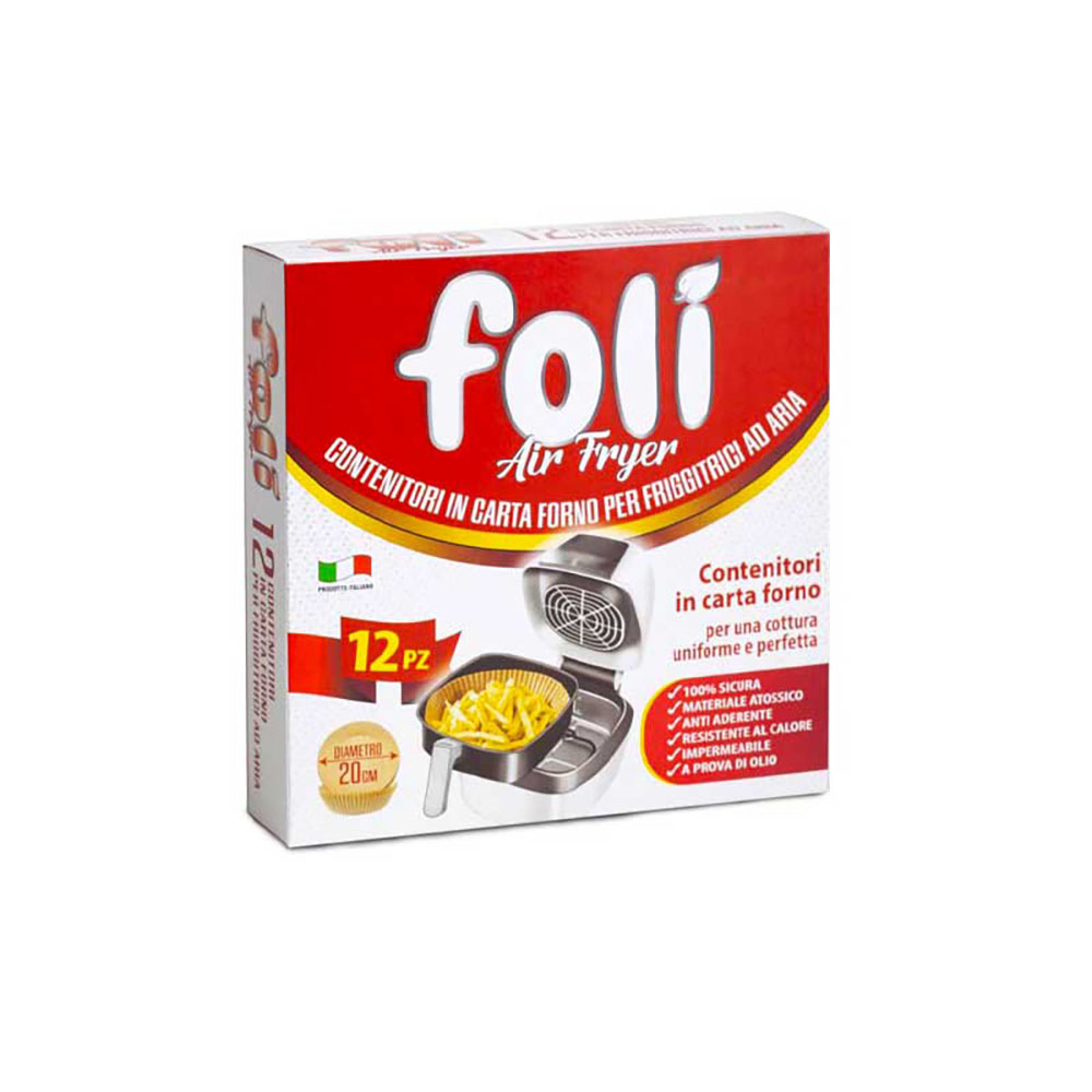 Folì 12 Contenitori In Carta Forno Per Friggitrice Ad Aria Diametro 20 Cm