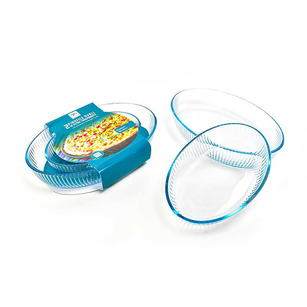 Mercury Set 2 Pirofile Ovali In Vetro 26X18X5,2H/35X24X6H Cm