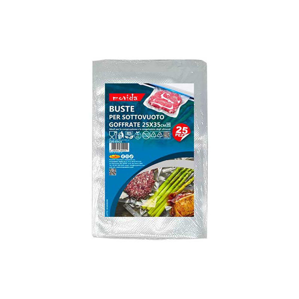 Movida 25 Buste Sottovuoto Goffrate Per Alimenti 25X35 Cm
