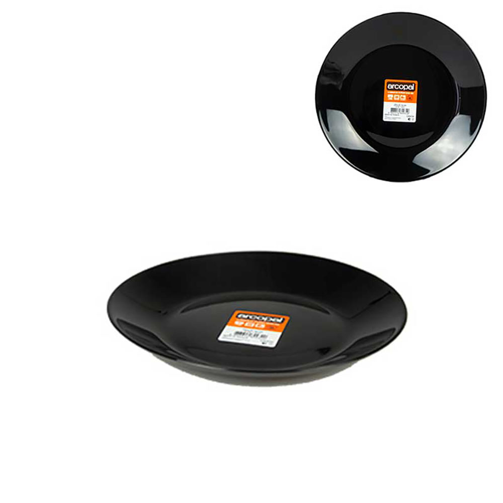 KB8 Piatto Dessert Zelie In Vetro Colore Nero Diametro 18 Cm