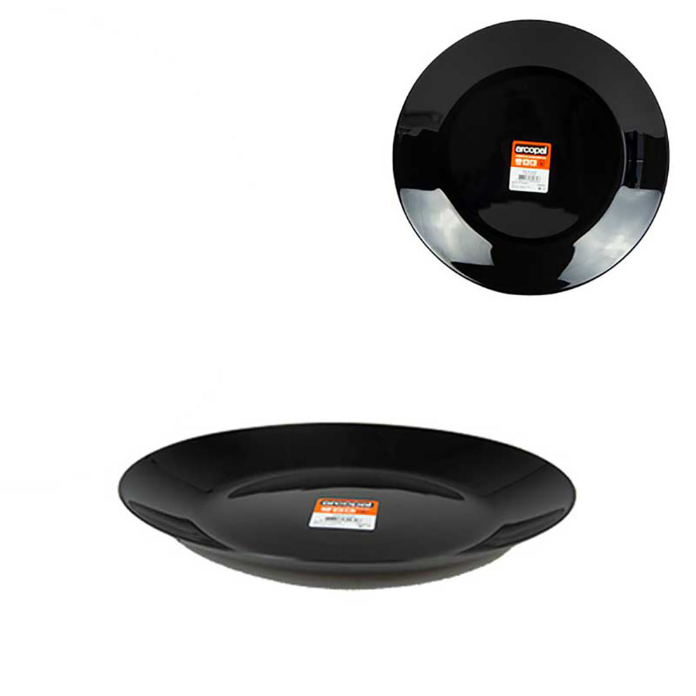 KB8 Piatto Piano Zelie In Vetro Colore Nero Diametro 25 Cm