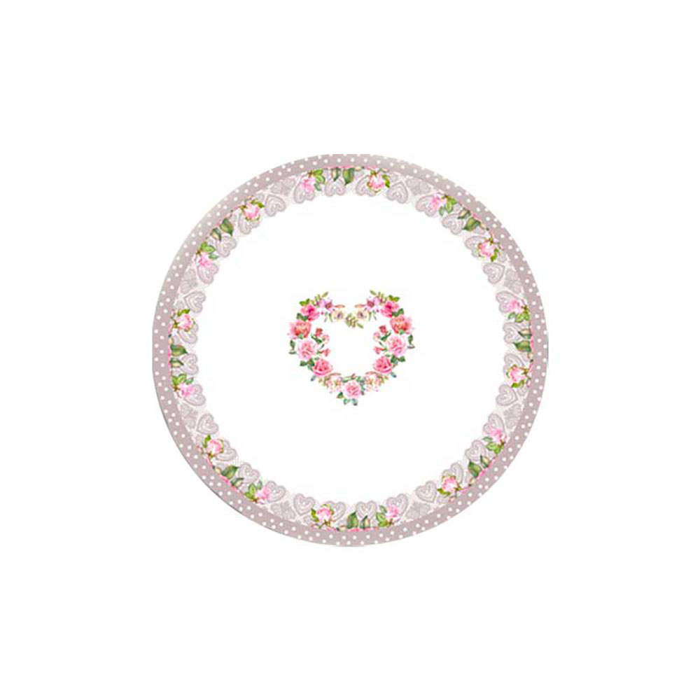 Arca Piatto Piano Shabby Heart In Ceramica Diametro 24 Cm