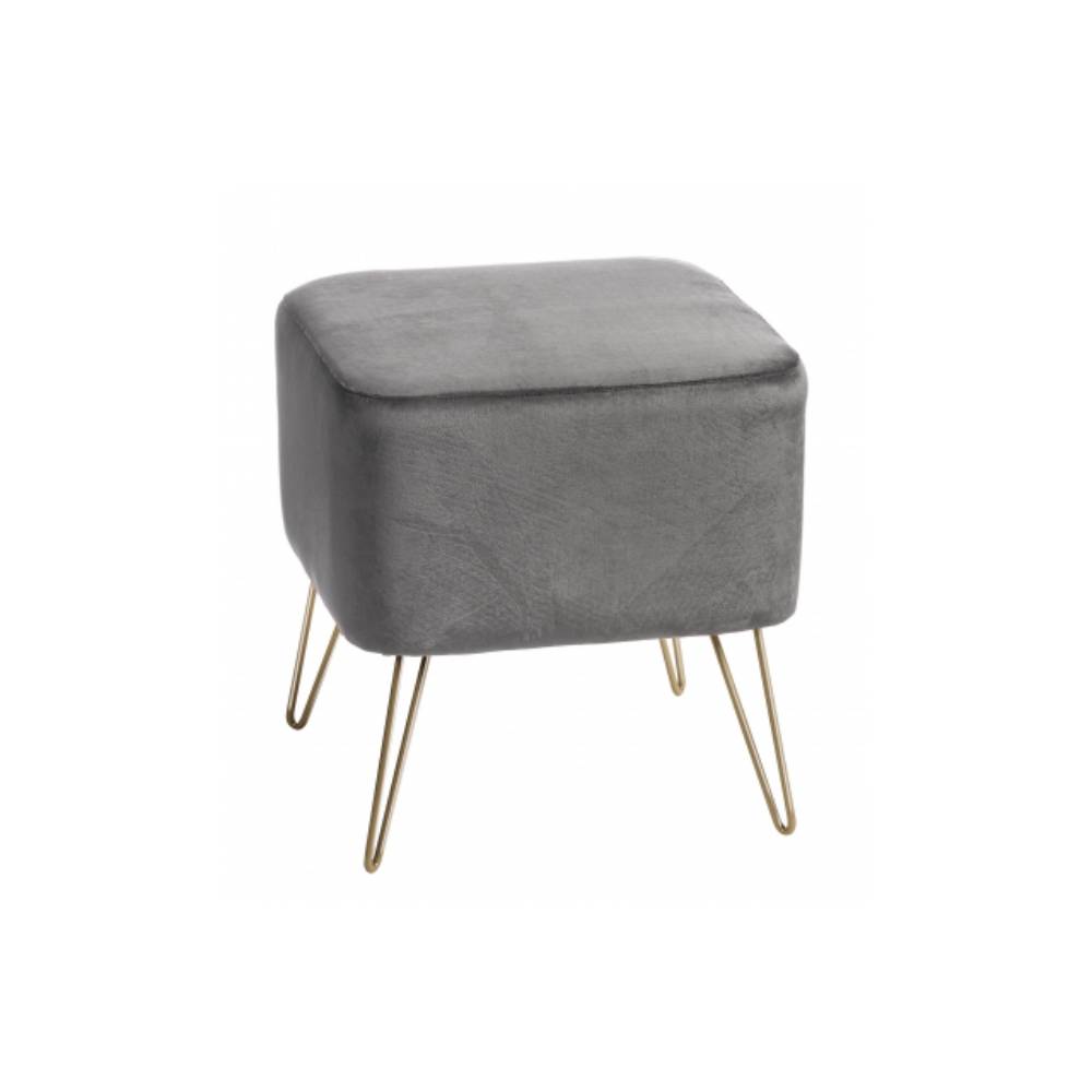 Ad Trend Pouf Ikat In Velluto Colore Grigio Con Piedi Oro In Metallo 41X41X43H Cm